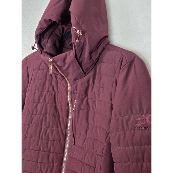 ZeroXposur Black Label Jacket Womens L Burgundy Hooded Quilted Parka Puffer Coat - Picture 5 of 15